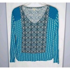 Chip & Pepper Tribal Top Sz M Vibrant Mixed Print Boho Hippie Festival Eclectic